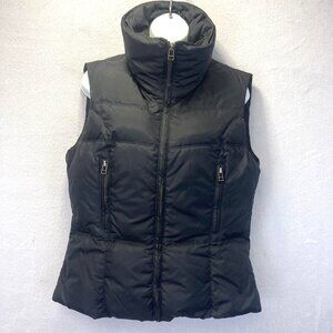 Jacob Down Puffer Vest Womens Medium Full Zip Up Black Zip Pockets Nylon Quilted